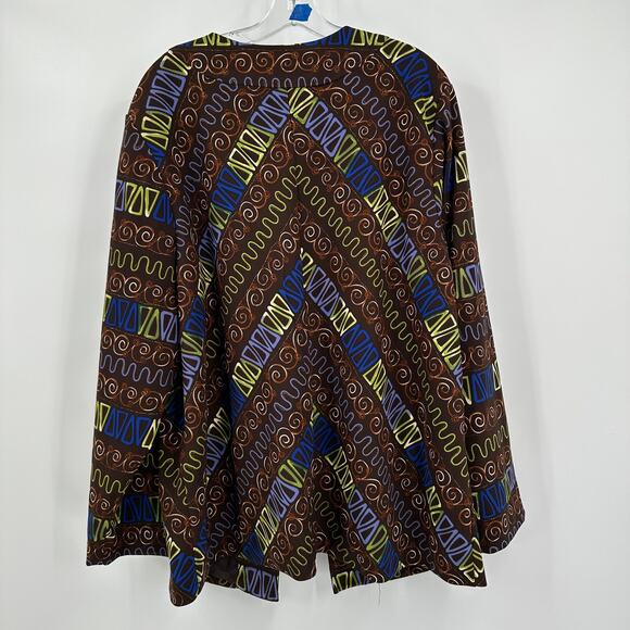 Maggie Barnes Womens Size 1X Boho Festival Ethnic Print Swing Jacket Artsy - Picture 2 of 7